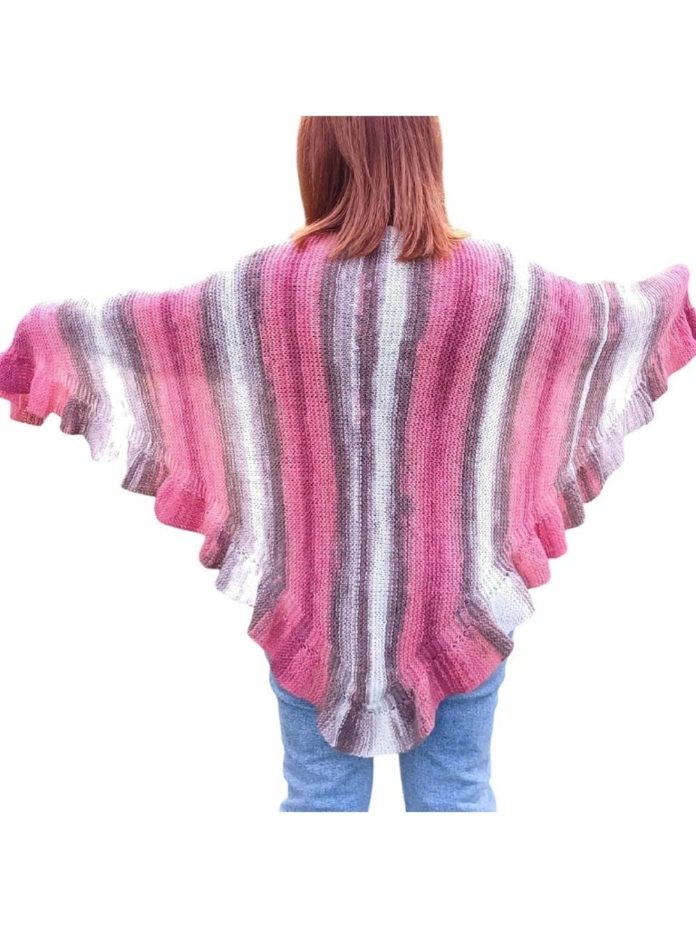 Handmade Boho Crochet Shawl Wrap, Cozy Wool Shoulder Scarf for Women